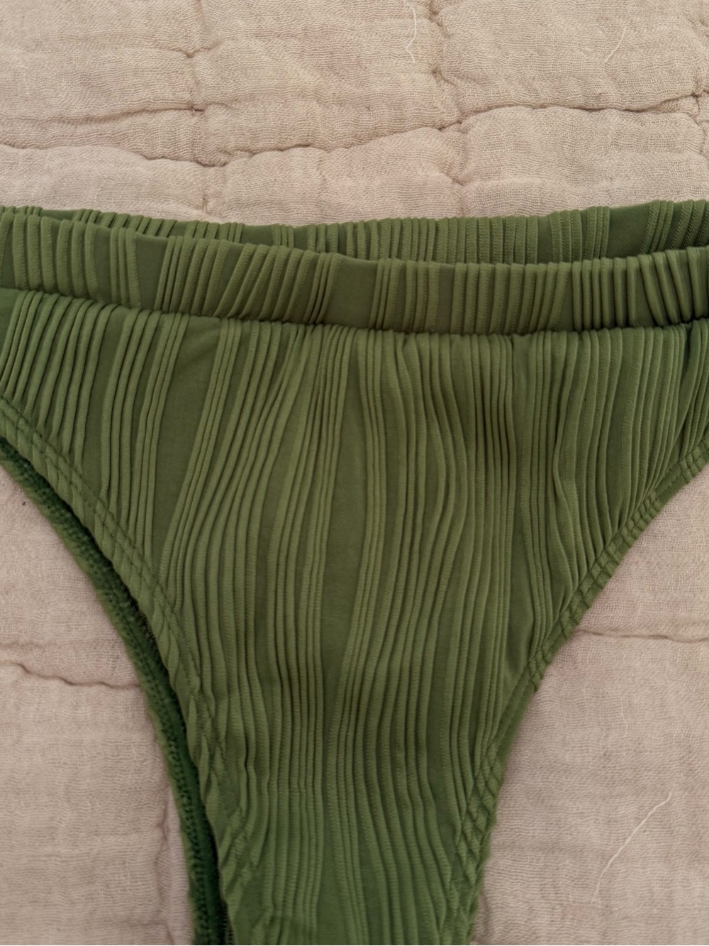 Matte Collection Olive Green Ribbed Bikini Bottom - Picture 2 of 4